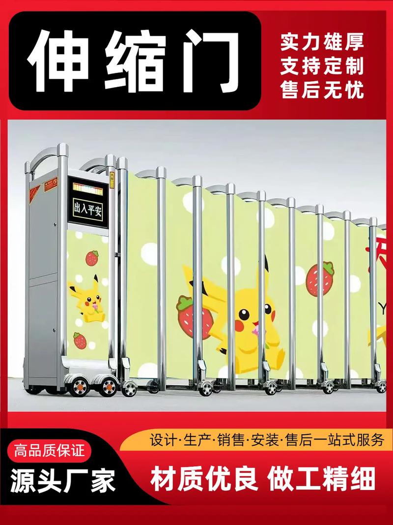佛山市三水区园区电动伸缩门定制,工厂园区必备组合:大型电动伸